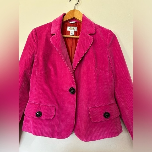 VINTAGE TALBOTS CORDUROY INK ONE BUTTON BLAZER JACKET SIZE 6P - Picture 5 of 10